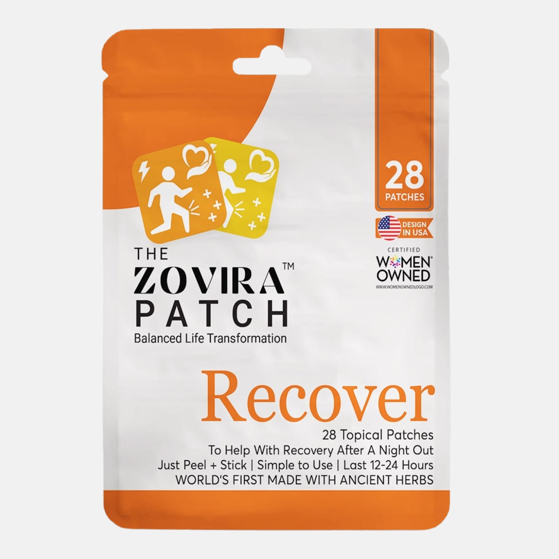 Zovira Patch Recover packaging with orange and white design