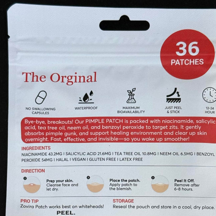 back side of zovira original package is showing in the image 