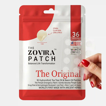 The Zovira Patch The Original — 36 hydrocolloid tea tree and neem oil pimple patches, drug-free, dermatologist-reviewed, women-owned, designed in USA

