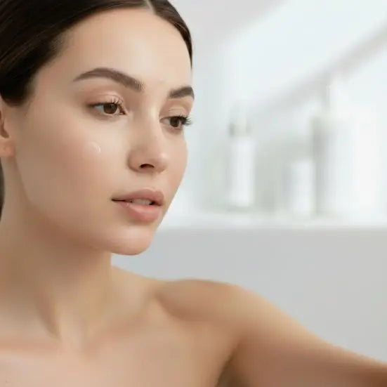 Woman applying Zovira transparent hydrocolloid pimple patch directly over blemish on cheek — step 2 apply patch over the blemish