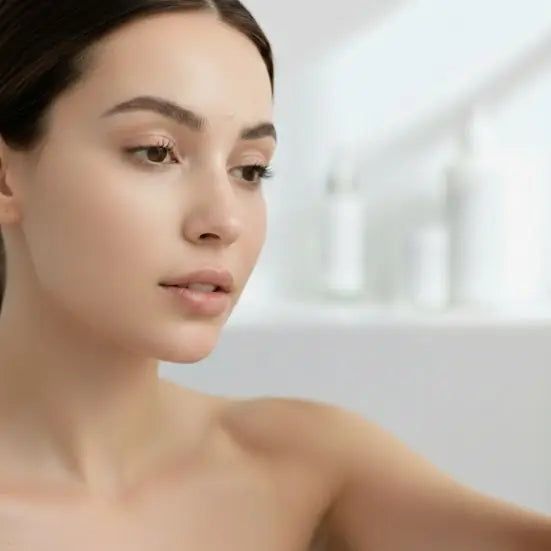 Woman with clear glowing skin after peeling off Zovira pimple patch in the morning — step 4 peel off gently and discard
