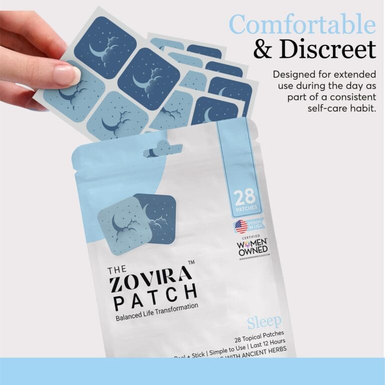 Zovira Sleep Patch with extra blue, 28-pack for balanced life transformation and discreet self-care.