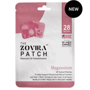 Zovira Magnesium Patches, 28-count, for muscle and nerve support. Design in USA, women-owned certified product.